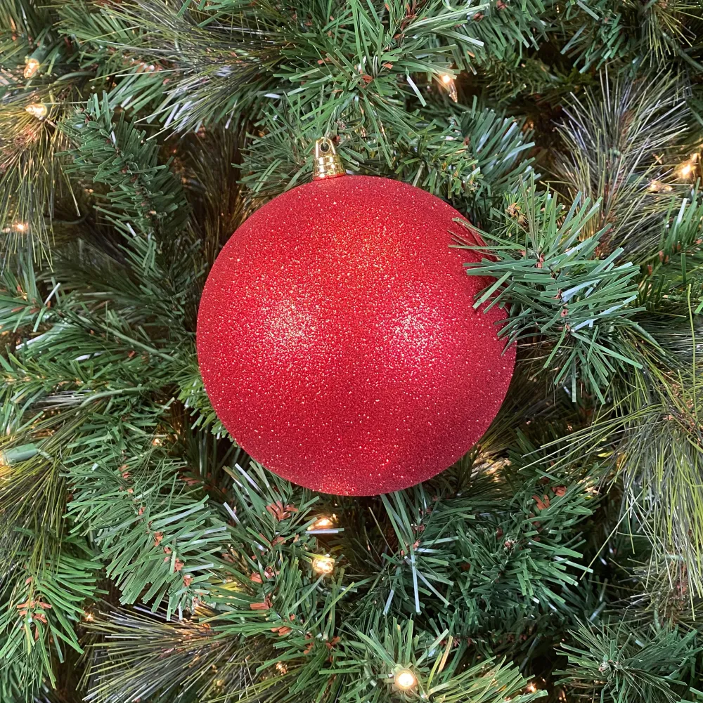 Farrisilk Red Glitter Ball Ornament, 6"