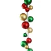 Farrisilk Red, Gold & Emerald Green Ball Garland, 10'