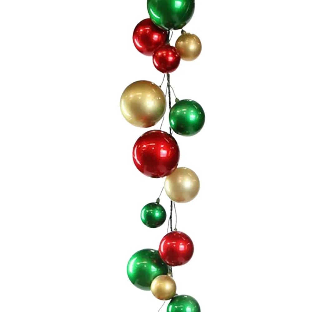 Farrisilk Red, Gold & Emerald Green Ball Garland, 10'