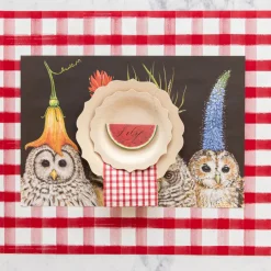 Hester & Cook Red Painted Check Cocktail Napkin Set