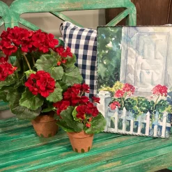 RAZ Red Potted Geranium