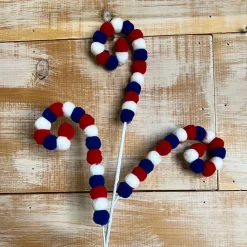 Liberty Floral Red, White, and Blue Felt Ball Curly Spray
