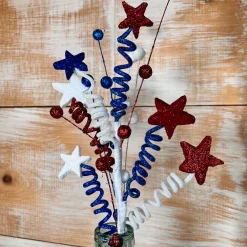 Liberty Floral Red, White and Blue Star Ball & Twist Spray