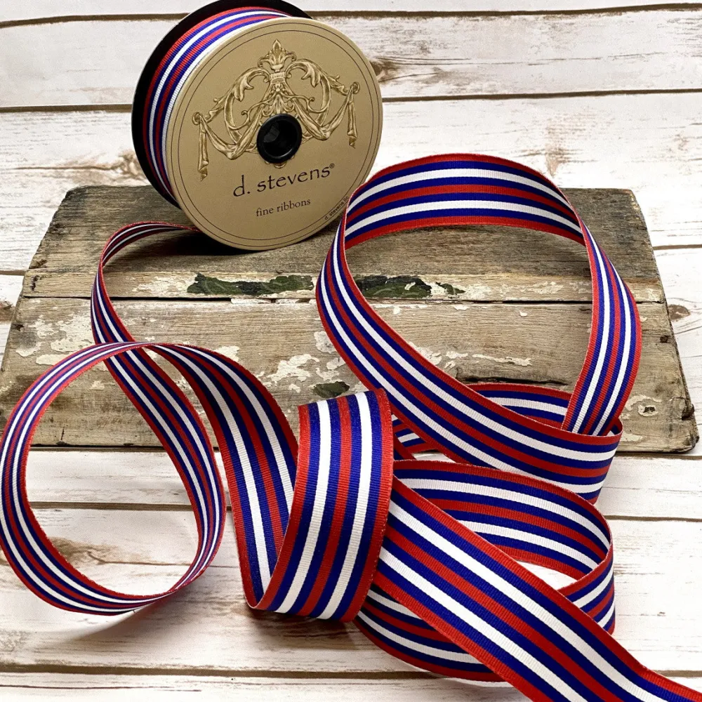D. Stevens Red, White, & Blue Striped Ribbon, 1.5“ X 25YD