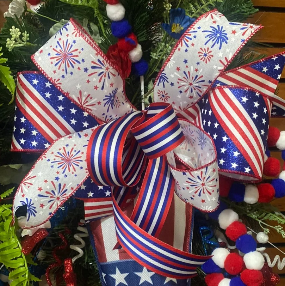 D. Stevens Red, White, & Blue Striped Ribbon, 1.5“ X 25YD