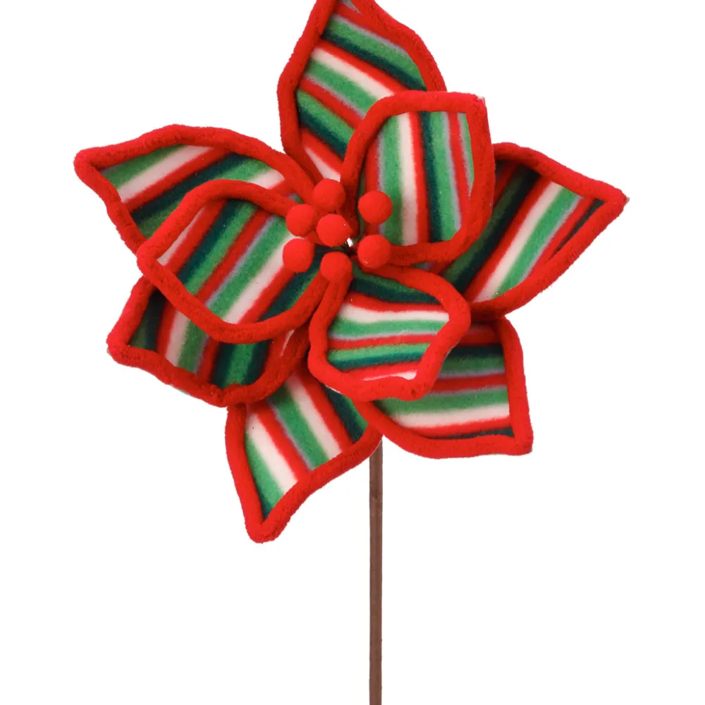 Regency Red with Stripes Poinsettia Stem