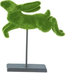 Transpac Resin Flocked Jumping Bunny