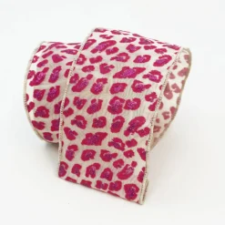 Farrisilk Retro Pink Cheetah Iridescent Ribbon 4"X10YD