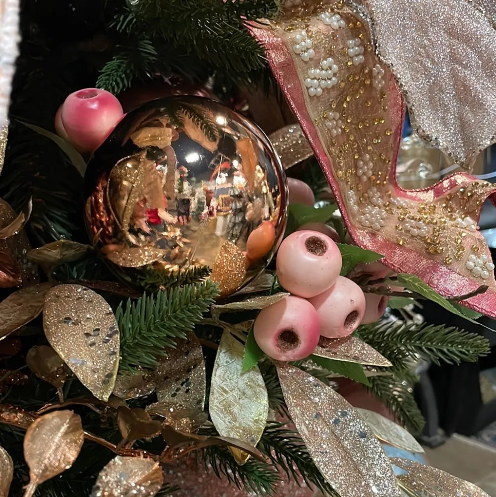 Farrisilk Rose Gold Shiny Ball Ornament, 4"
