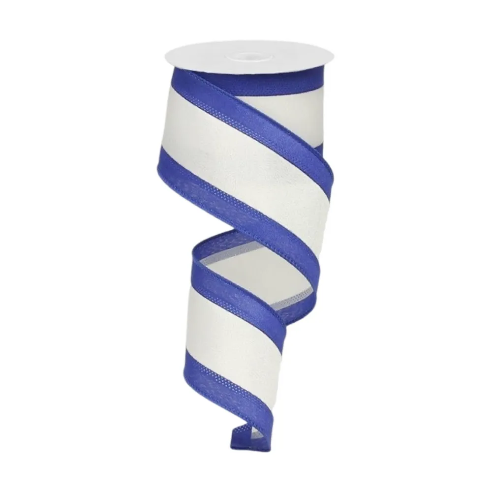 Craig Bachman Royal & White Satin Ribbon, 2.5" X 10YD