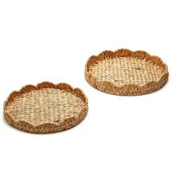 Two's Company Scalloped Edge Round Tray