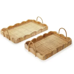Two's Company Scalloped Edge Tray with Handles