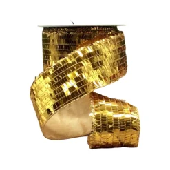 D. Stevens Sequin La Garconne Bright Gold Ribbon, 2.5" X 10YD