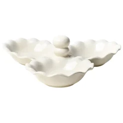 Coton Colors Signature White Ruffle Three Bowl Server