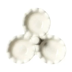 Coton Colors Signature White Ruffle Three Bowl Server