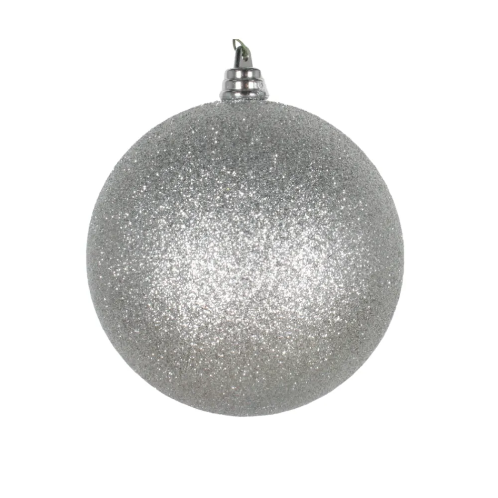 Farrisilk Silver Glitter Ball Ornament, 4"
