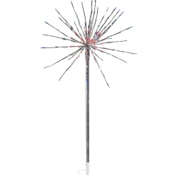 RAZ Silver Starburst with Red, White and Blue Lights Stake, 4'