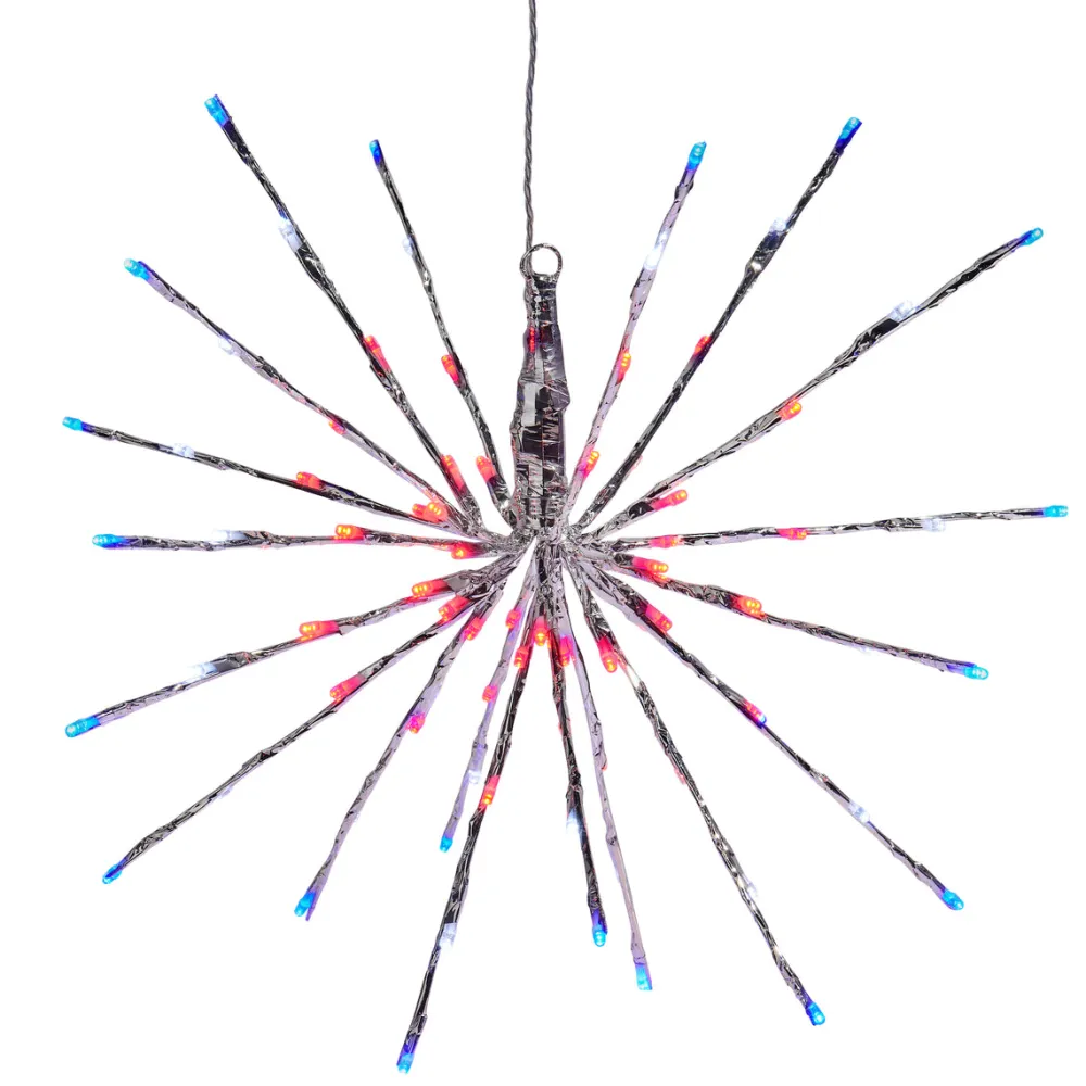 RAZ Silver Starburst with Red, White and Blue Lights, 18"