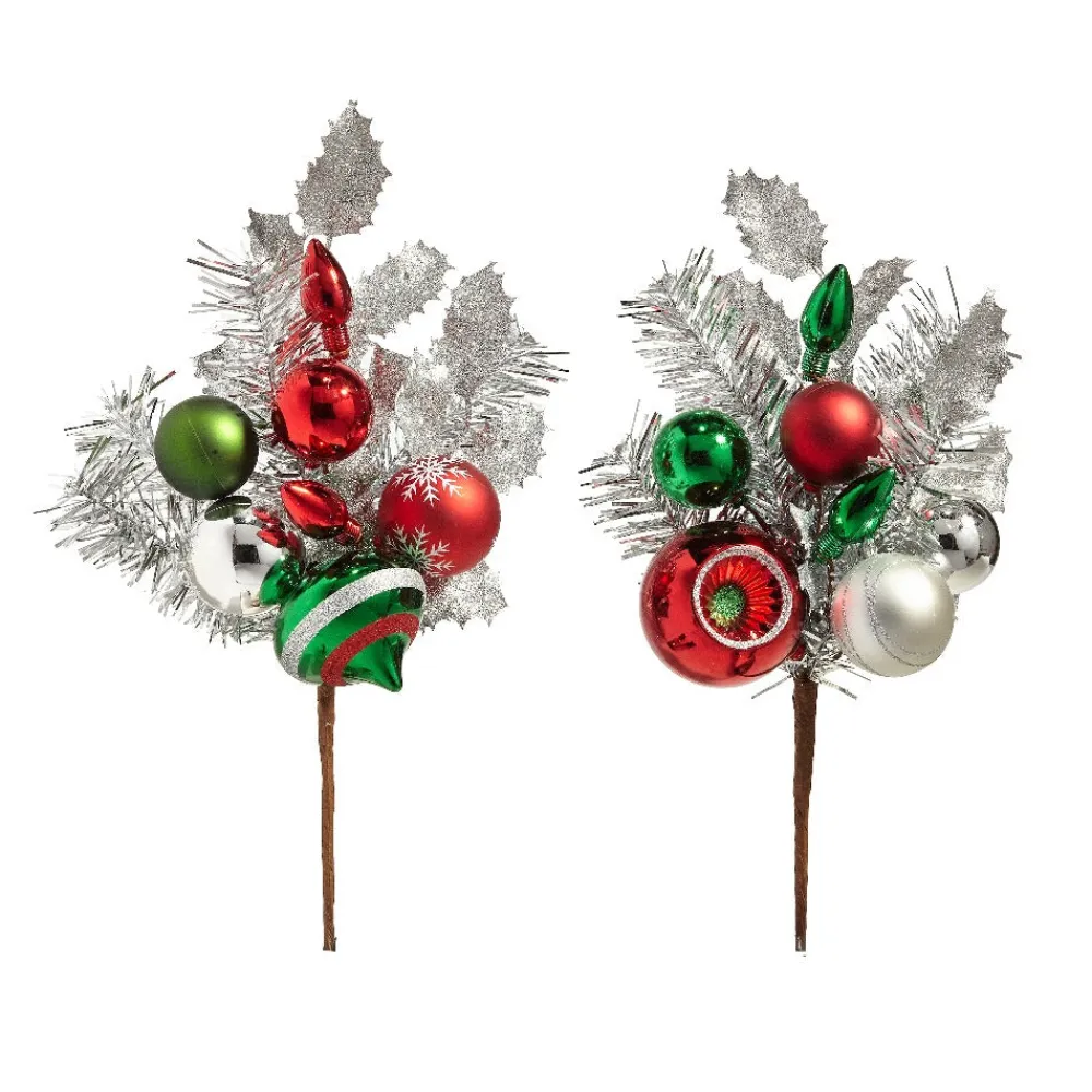 RAZ Silver Tinsel Ornament Pick
