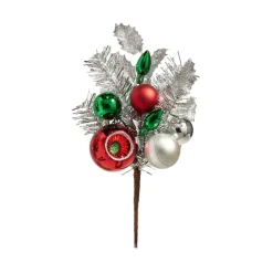 RAZ Silver Tinsel Ornament Pick