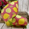 D. Stevens Sliced Lemons Pink Ribbon, 4" X 10YD