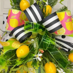 D. Stevens Sliced Lemons Pink Ribbon, 4" X 10YD