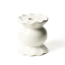 Coton Colors Small Ruffle Knob Candle Holder, Signature White