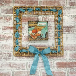 The Round Top Collection Square Wicker Wreath Display