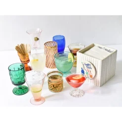 Happy Everything Stone Mini Stripe Medium Nesting Cube by !