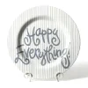 Happy Everything Stone Skinny Stripe Big Round Platter by !