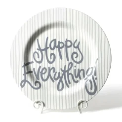 Happy Everything Stone Skinny Stripe Big Round Platter by !