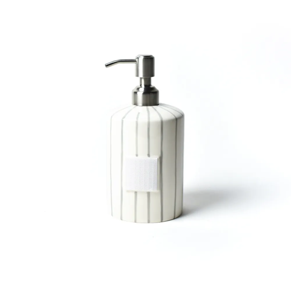 Happy Everything Stone Skinny Stripe Mini Cylinder Soap Pump by !