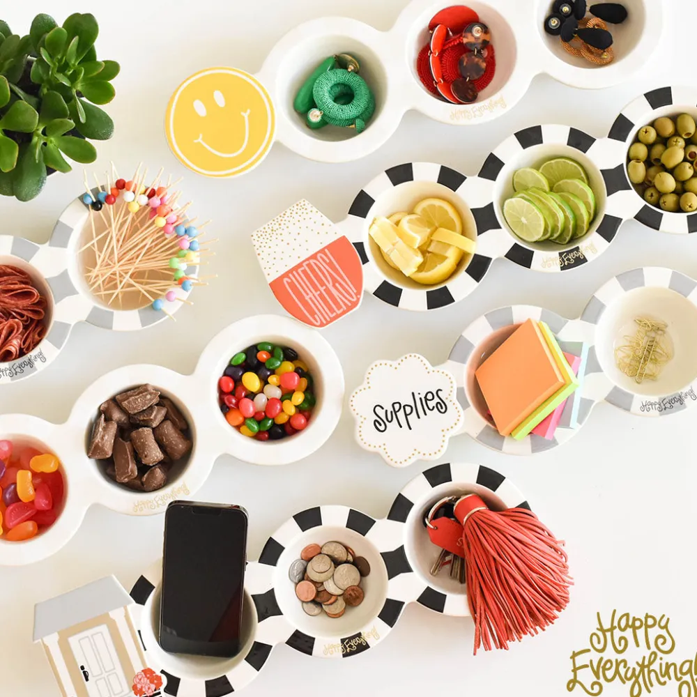 Happy Everything Stone Stripe Mini Trio Bowl by !