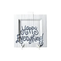 Happy Everything Stone Stripe Square Big Entertaining Platter by !