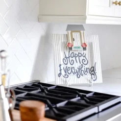Happy Everything Stone Stripe Square Big Entertaining Platter by !