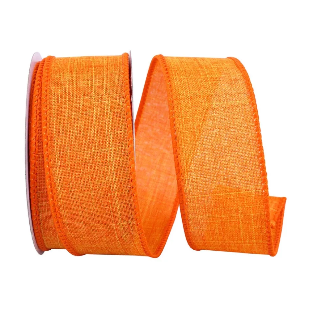 Reliant Ribbon Tangerine Linen Ribbon, 1.5" X 10YD