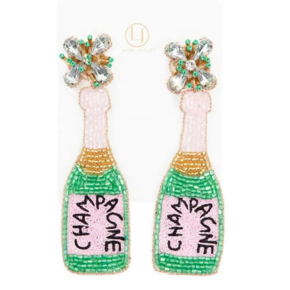Laura Janelle Teal Champagne Bottle Earrings