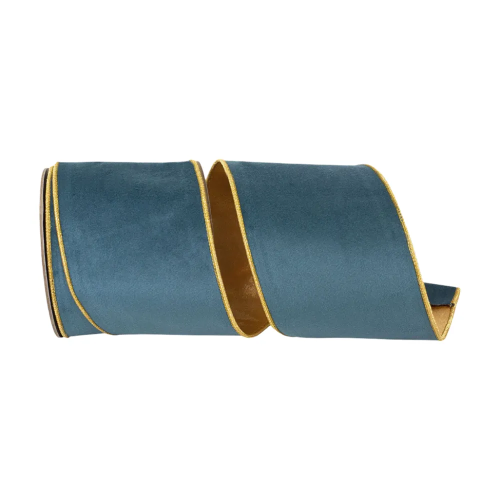 Reliant Ribbon Teal Velvet Touch Dupioni Ribbon, 4" X 5YD