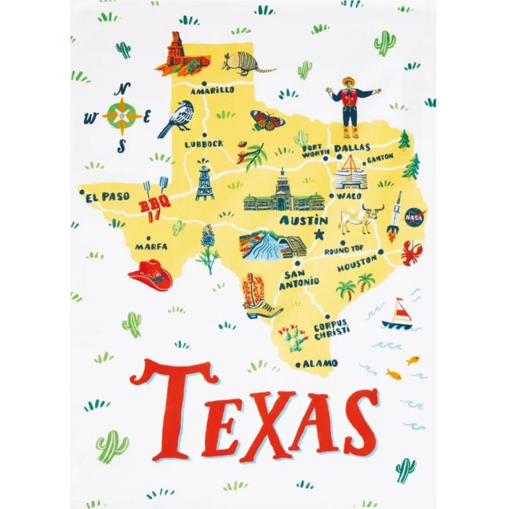 Peking Handicrafts Texas Print Kitchen Towel