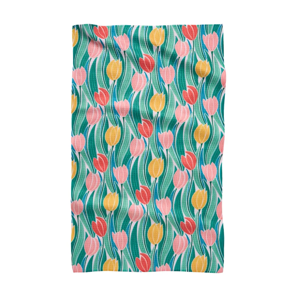 Geometry Tranquil Tulips Tea Towel