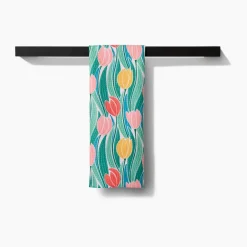 Geometry Tranquil Tulips Tea Towel