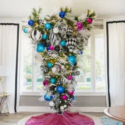Farrisilk Turquoise Glitter Ball Ornament, 8"