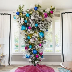 Farrisilk Turquoise Glitter Ball Ornament, 6"