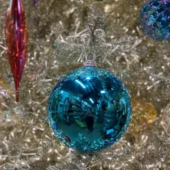Farrisilk Turquoise Shiny Ball Ornament, 8"