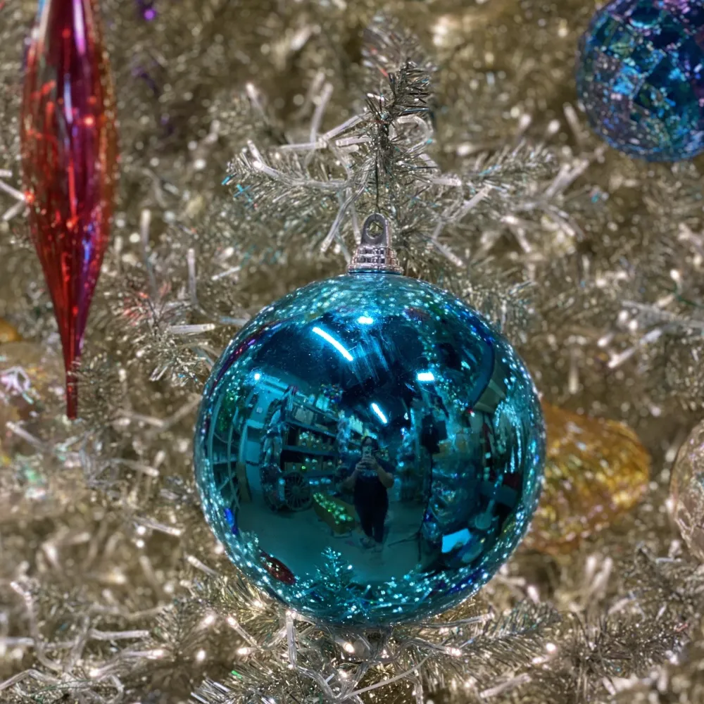 Farrisilk Turquoise Shiny Ball Ornament, 6"