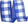 Reliant Ribbon Twill Check Royal Linen Ribbon, 1.5" X 10YD