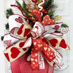 Farrisilk Velvet Flocked Hearts Ribbon, 2.5" X 10YD