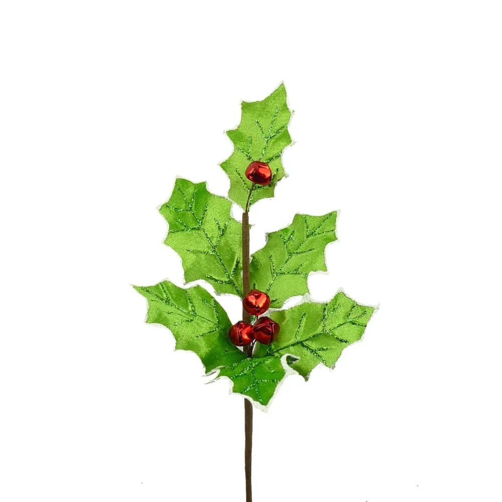 Liberty Floral Velvet Holly Leaf Bell Pick