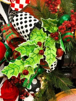 Liberty Floral Velvet Holly Leaf Bell Pick