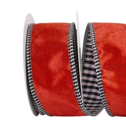 Reliant Ribbon Velvet Plush Gingham Ribbon, 2.5" X 5YD